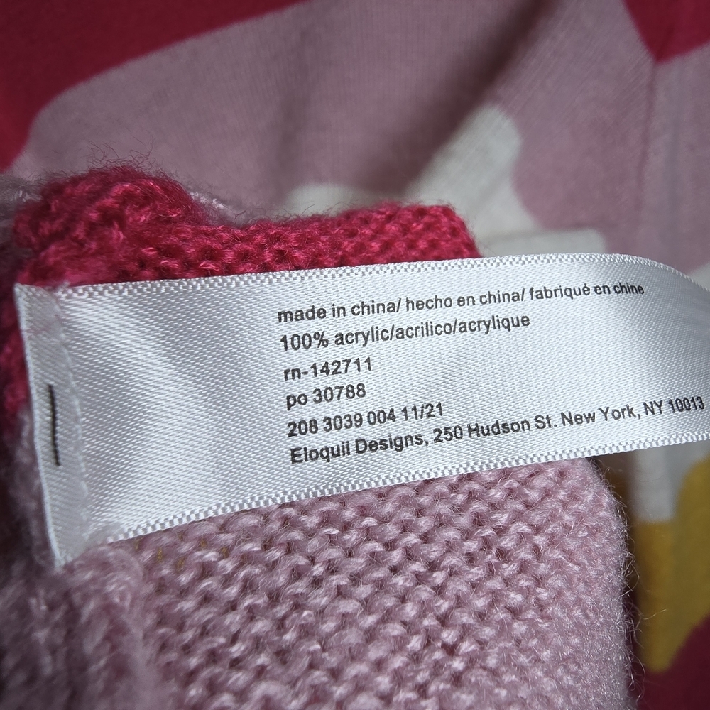 Eloquii Stripe Colorblock Fuzzy Knit Sweater Acrylic Sz 18-20 Balloon Sleeve - Picture 10 of 13